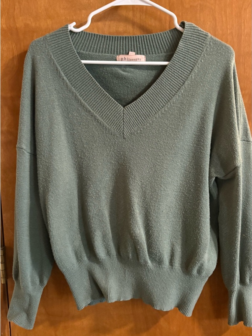 Philosophy Lightweight V-Neck Sweater in Sage